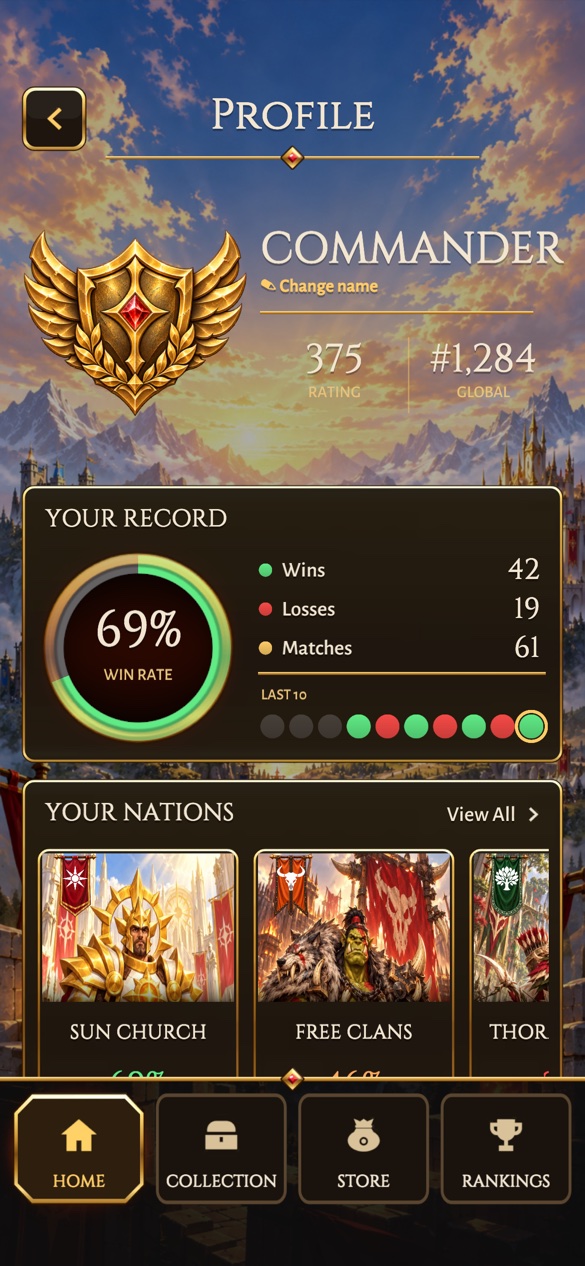 Profile screen